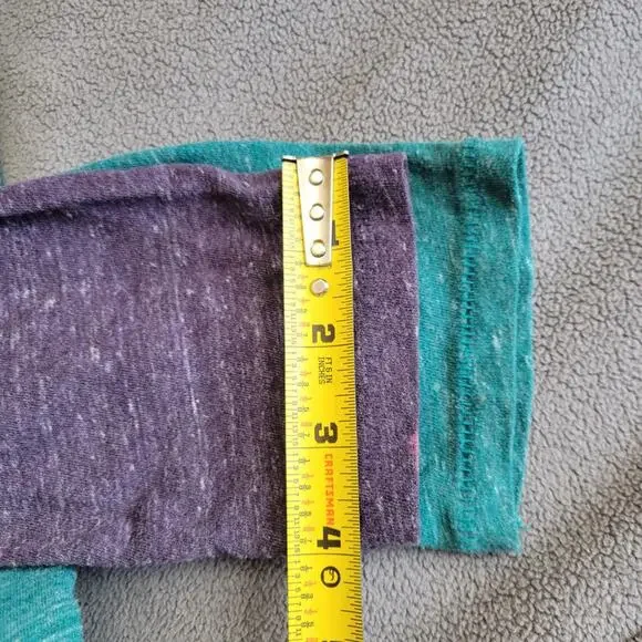 KOHLS SONOMA Shirt Womens Large Vneck Long Sleeve Green Purple Curved Hem 2PC - Picture 8 of 13